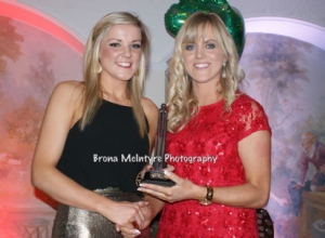 Jamsie McAtamney presents Senior Player of the Year to Claire Kearney