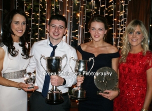 Senior Hurling and Senior Camogie layers of the Year Mark McFadden and Emma Connolly with Special Guests Tina Hannon and Aoife Kelly